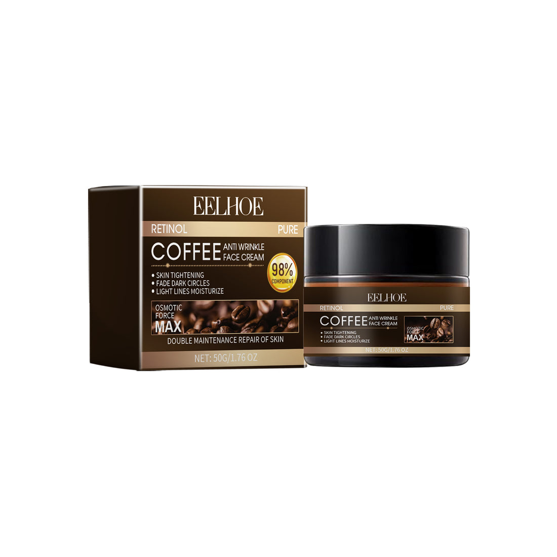 Retinol Coffee Anti Wrinkle Face Cream, Repair Damaged Skin Reduce The Wrinkle Defects Soft Cream