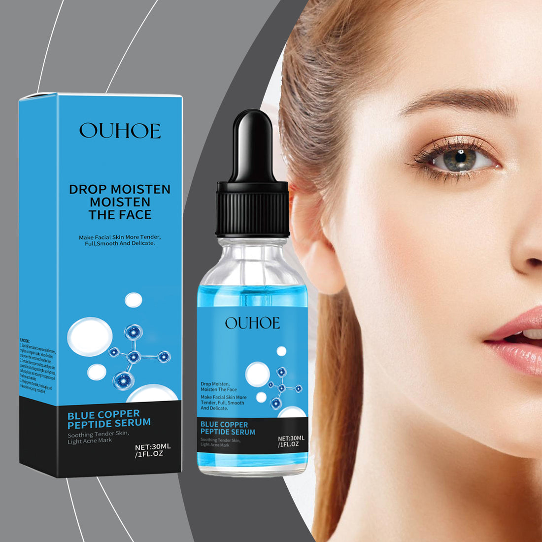 OUHOE Copper Peptide Repair Serum Hydrates, Hydrates, Firming And Firming Facial Skin With Blue Copper Peptide Serum
