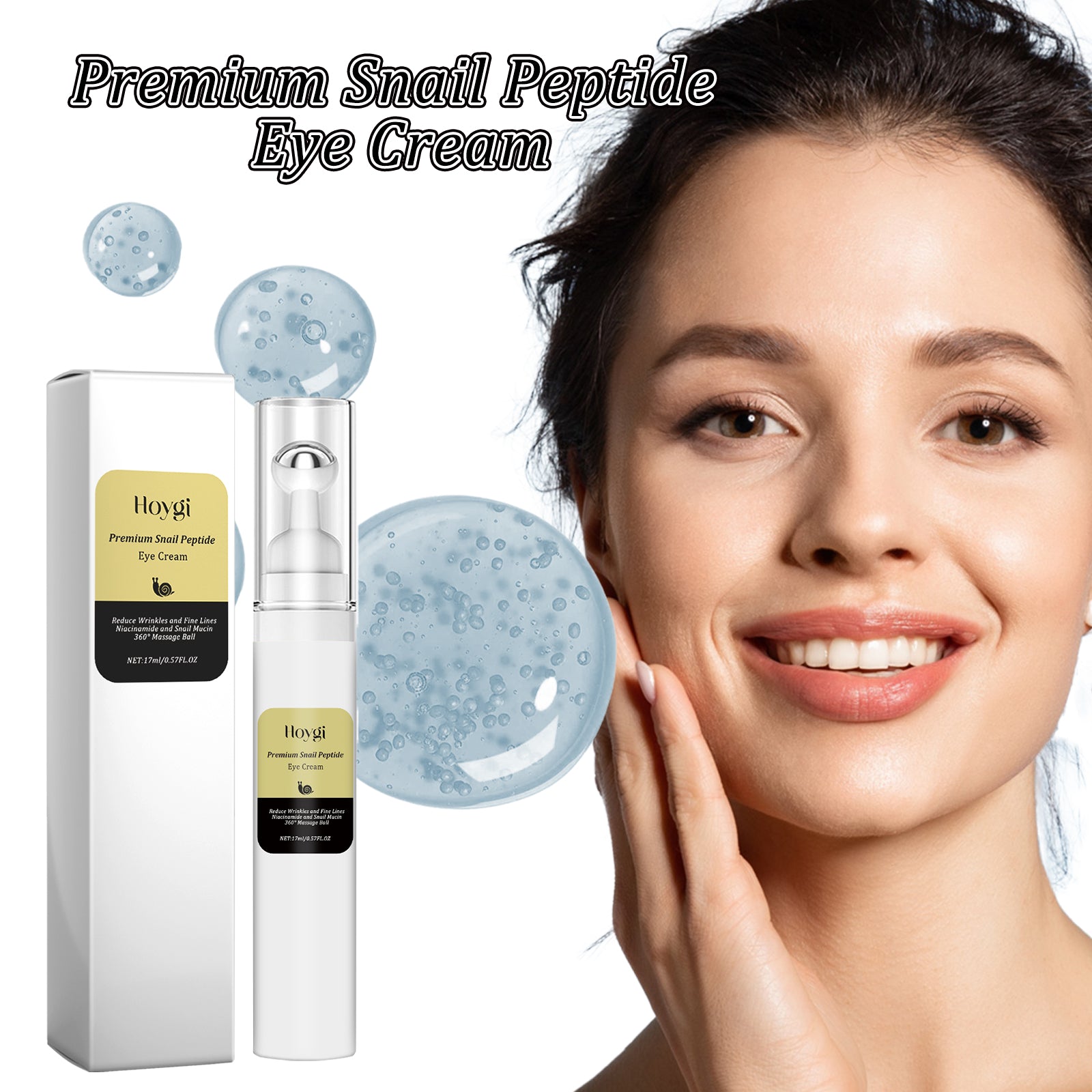 Premium Snail Peptide Eye Cream, Elastic Muscle To Reduce Puffiness And Fine Lines Around The Eye Skin Roller Massage Care Eye Cream