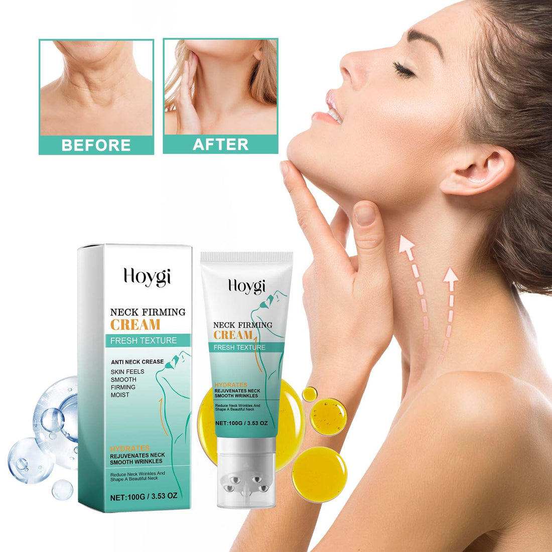 Neck Firming Cream, Lighten Neck Lines Firming Brightening Skin Hydrating Anti-Wrinkle Firming Lifting Cream